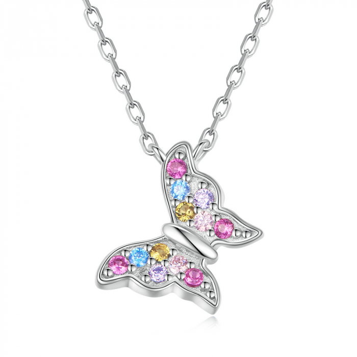 Colier argint fluturas colorat [1]