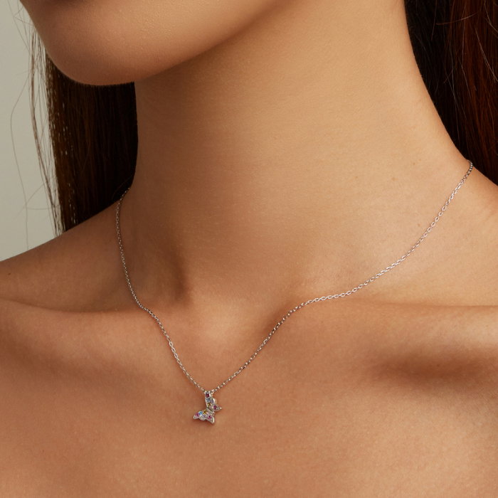 Colier argint fluturas colorat [8]