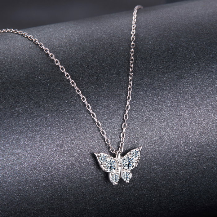 Colier argint fluture cu Moissanit [3]