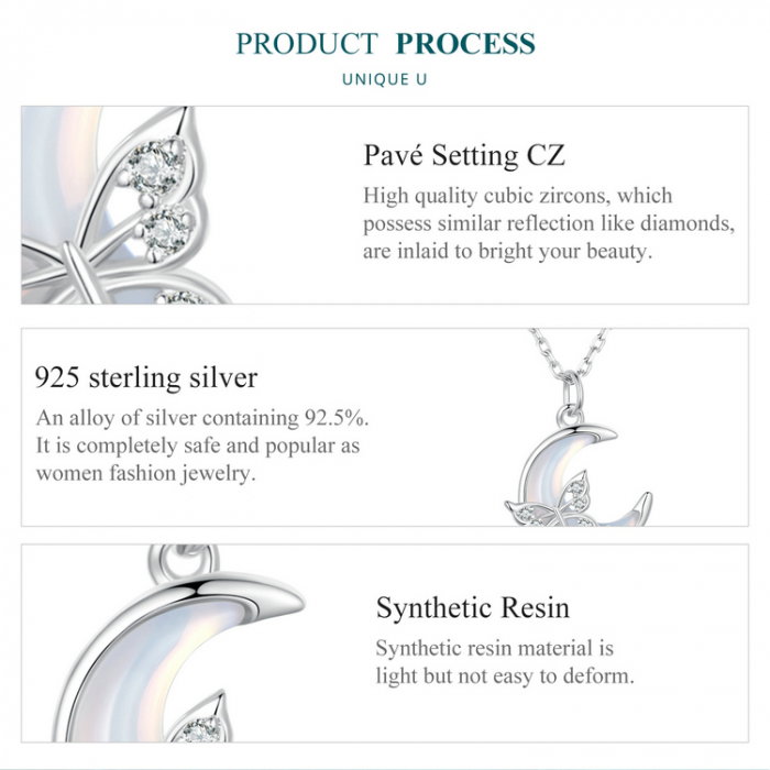 Colier argint fluture si semiluna [10]