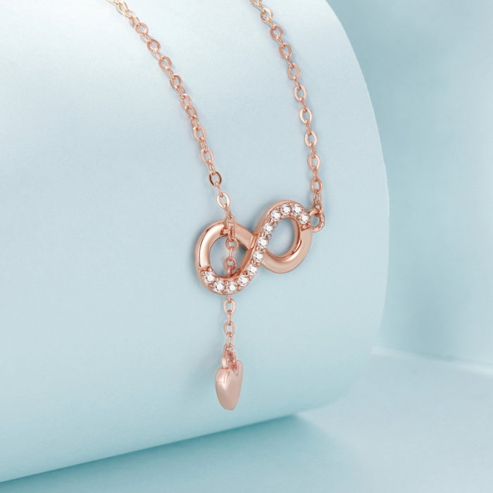 Colier argint aur roz cu Infinit cu zirconii [3]