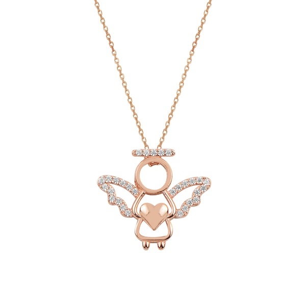 Colier argint ingeras cu zirconii placat cu aur roz [1]