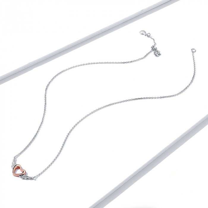 Colier argint Inima cu Aripi de Inger placat cu platina si aur roz [7]