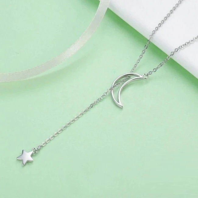 Colier argint Luna si Stea placat cu rodiu [2]