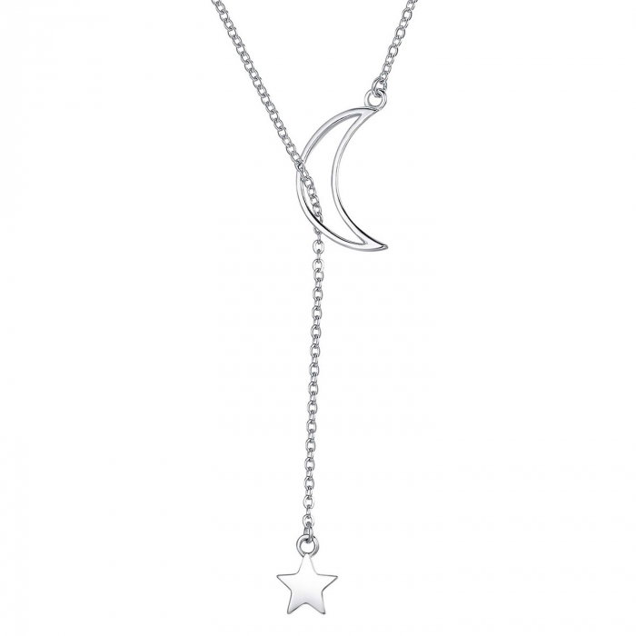 Colier argint Luna si Stea placat cu rodiu [1]