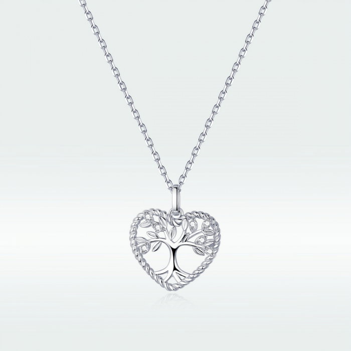Colier argint placat cu platina cu Copacul Vietii si zirconii [8]