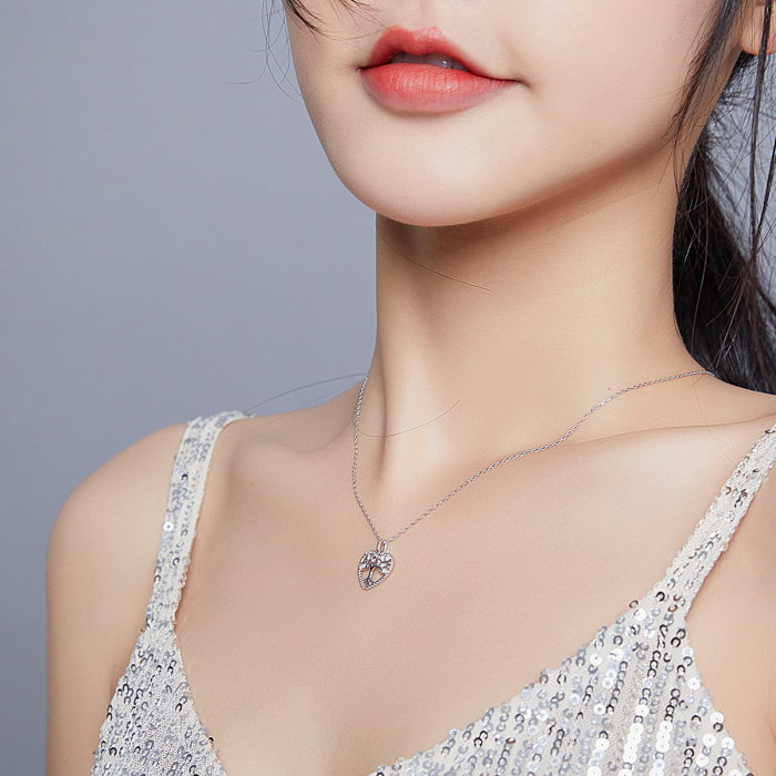 Colier argint placat cu platina cu Copacul Vietii si zirconii [2]