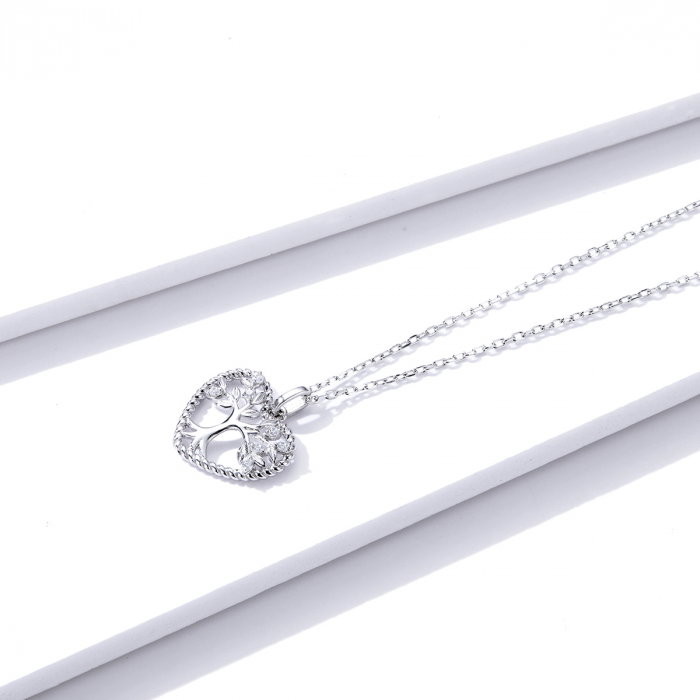 Colier argint placat cu platina cu Copacul Vietii si zirconii [5]