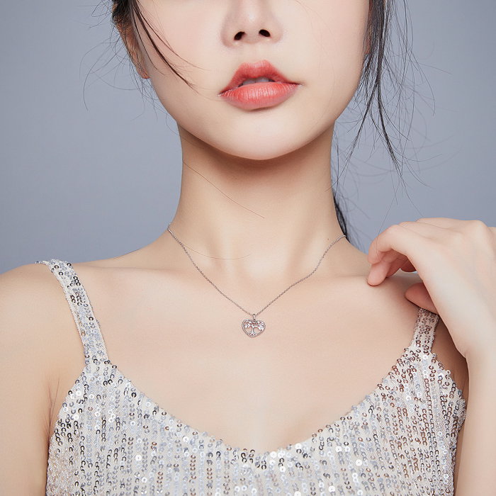 Colier argint placat cu platina cu Copacul Vietii si zirconii [6]