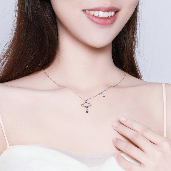 Colier argint Planeta cu Luna si Stea [3]