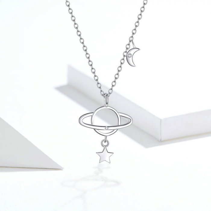 Colier argint Planeta cu Luna si Stea [5]
