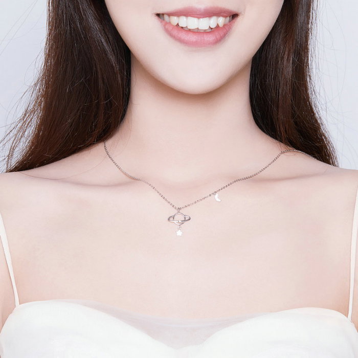 Colier argint Planeta cu Luna si Stea [8]