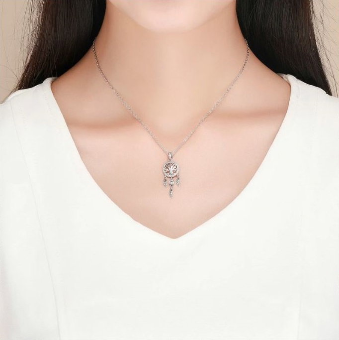 Colier argint reglabil cu Dream Catcher cu Copacul Vietii [2]