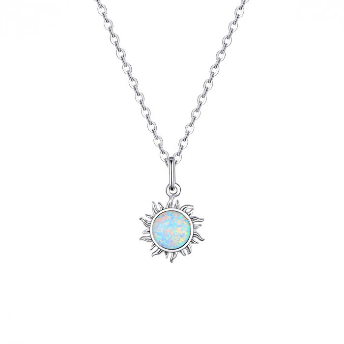Colier argint Soare de Opal placat cu rodiu [1]