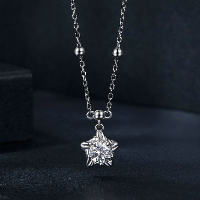 Colier argint stea cu Moissanit [6]