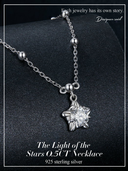 Colier argint stea cu Moissanit [9]