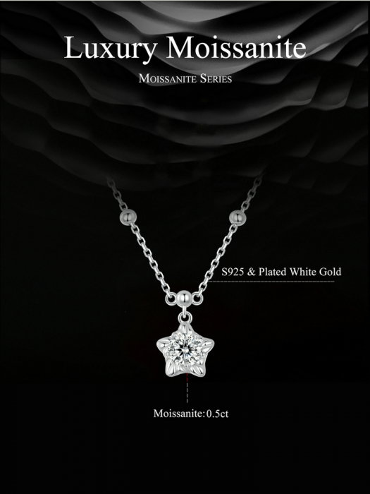 Colier argint stea cu Moissanit [15]