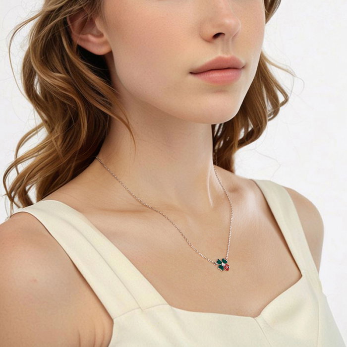 Colier argint trifoi cu 4 foi si gargarita [6]