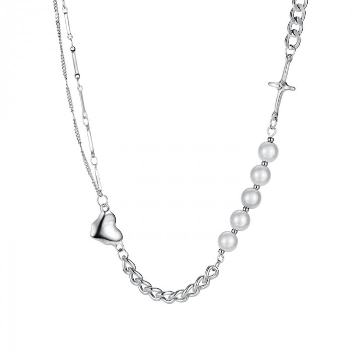 Colier din inox cu perle si inimioara [1]
