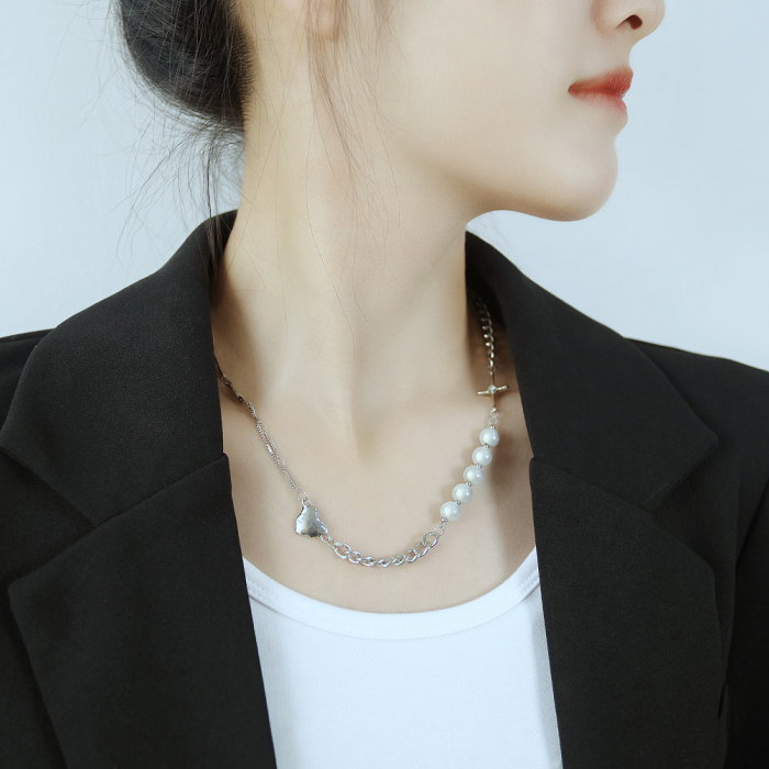 Colier din inox cu perle si inimioara [7]