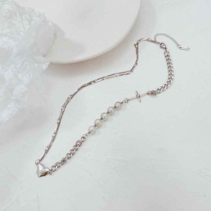 Colier din inox cu perle si inimioara [4]