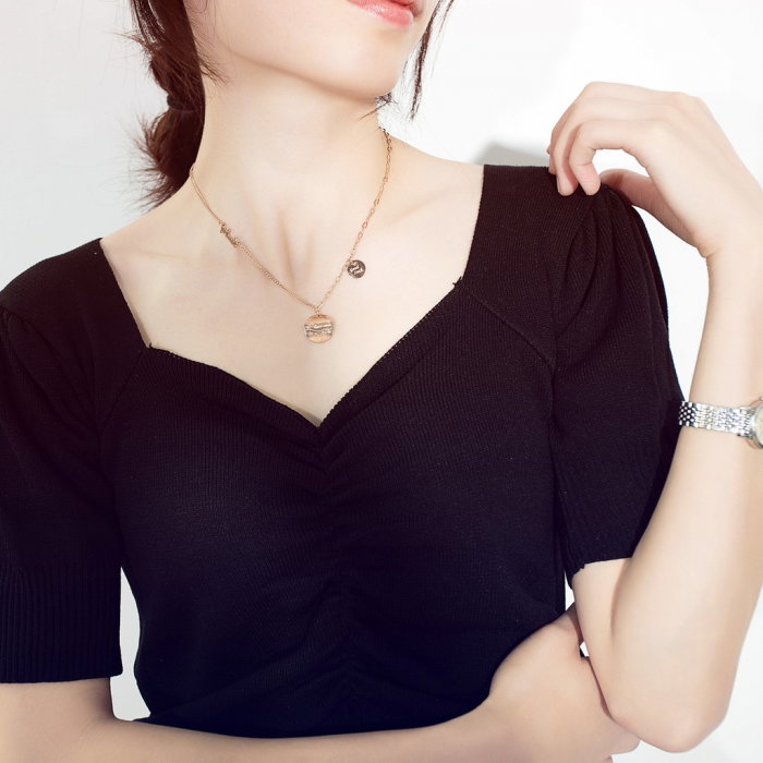 Colier Noroc din inox placat cu aur roz. [2]