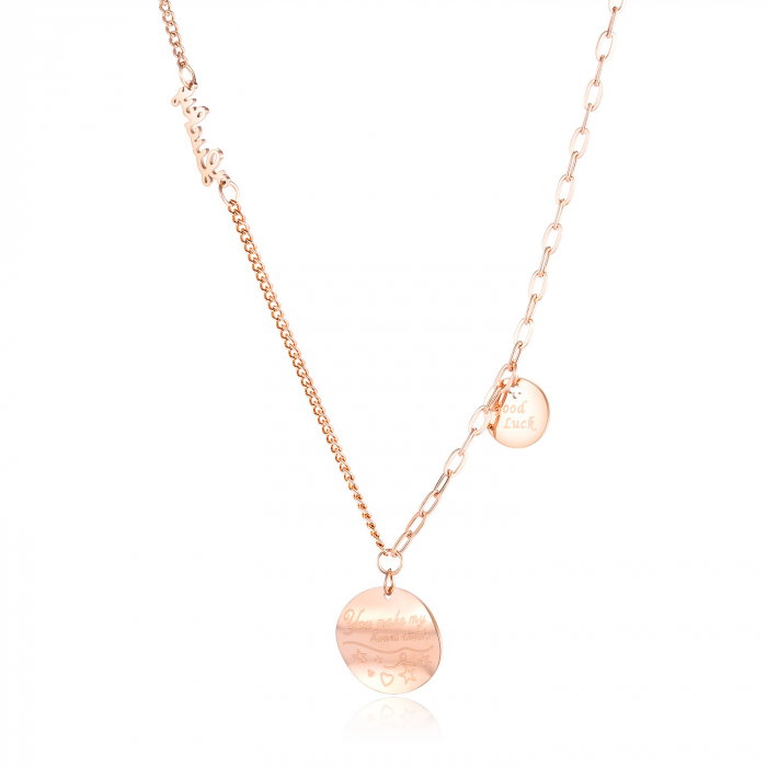 Colier Noroc din inox placat cu aur roz. [1]