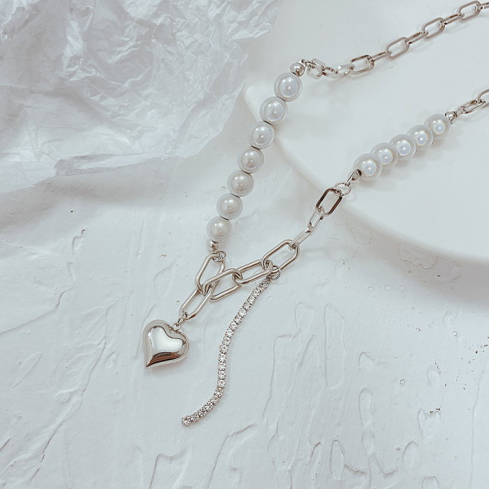 Colier din inox cu perle si inimioara [9]