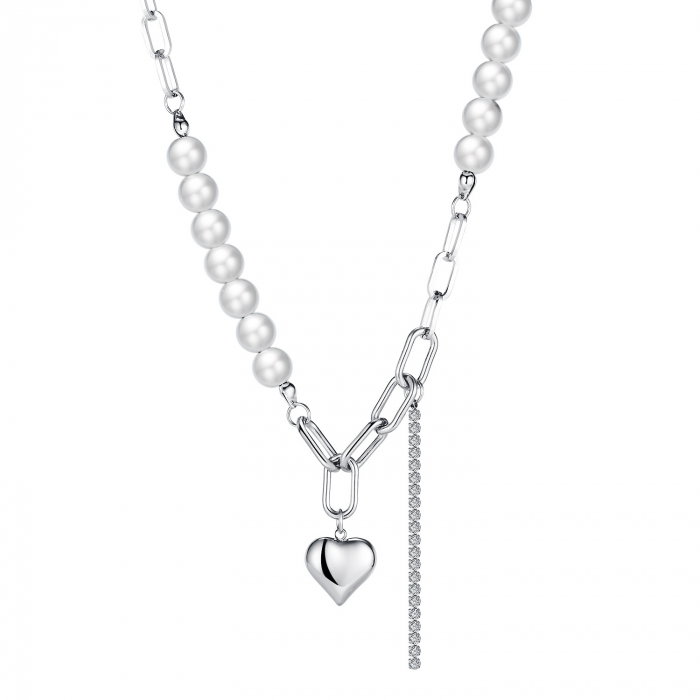 Colier din inox cu perle si inimioara [1]