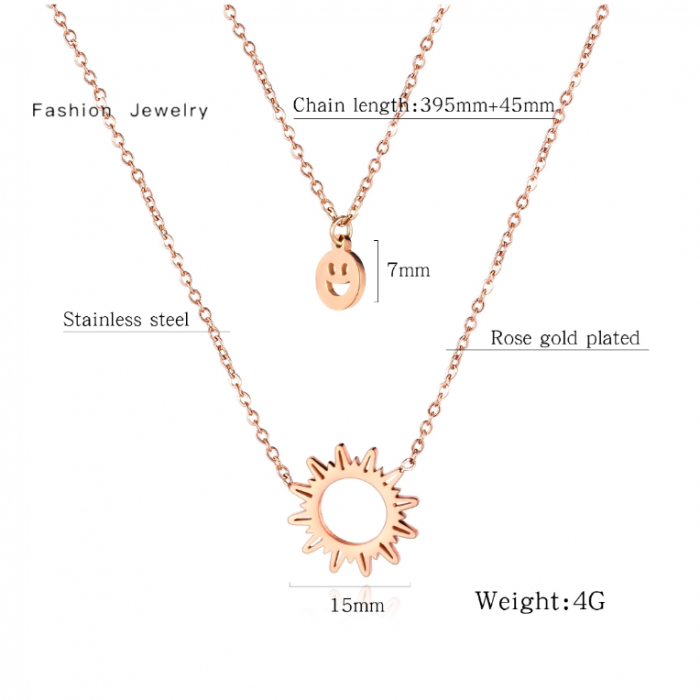 Colier dublu din inox placat cu aur [4]