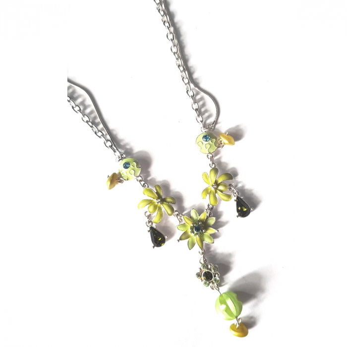 Colier cu floricele si zirconii verzi [1]