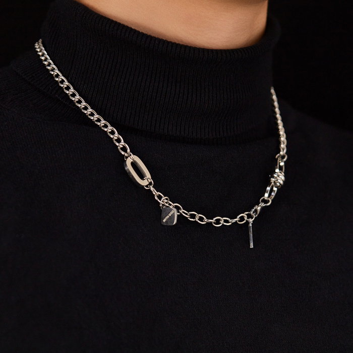 Colier inox reglabil cu cruce si mesaj "With God" [6]