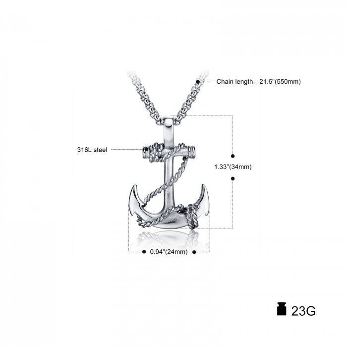 Colier inox ancora 55 cm [2]