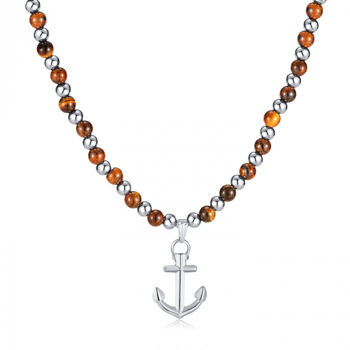Colier inox Ancora cu Ochi de Tigru [1]