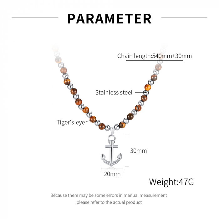 Colier inox Ancora cu Ochi de Tigru [13]