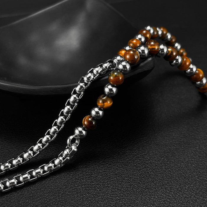 Colier inox Ancora cu Ochi de Tigru [3]