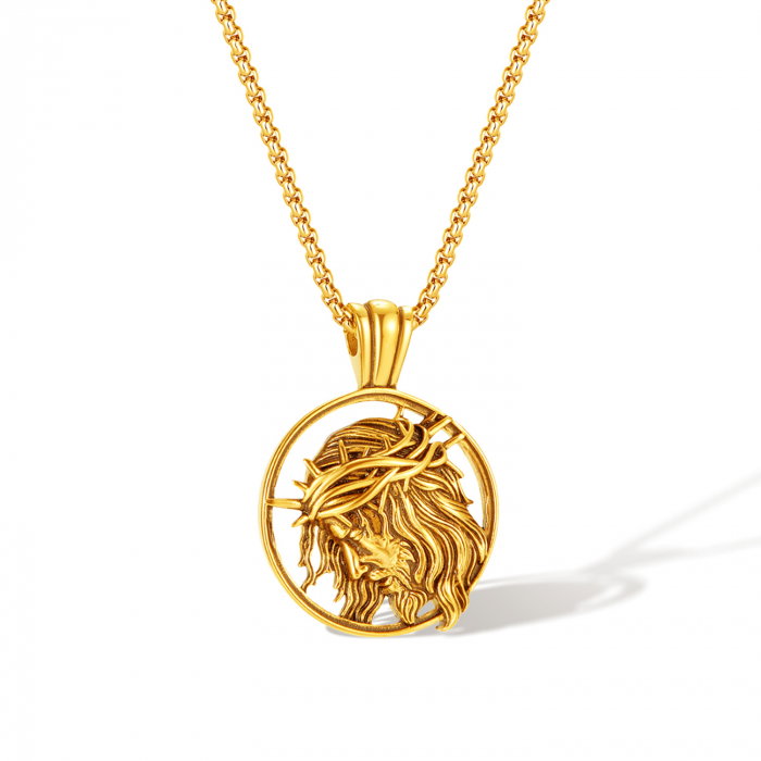 Colier inox auriu cu Isus [1]