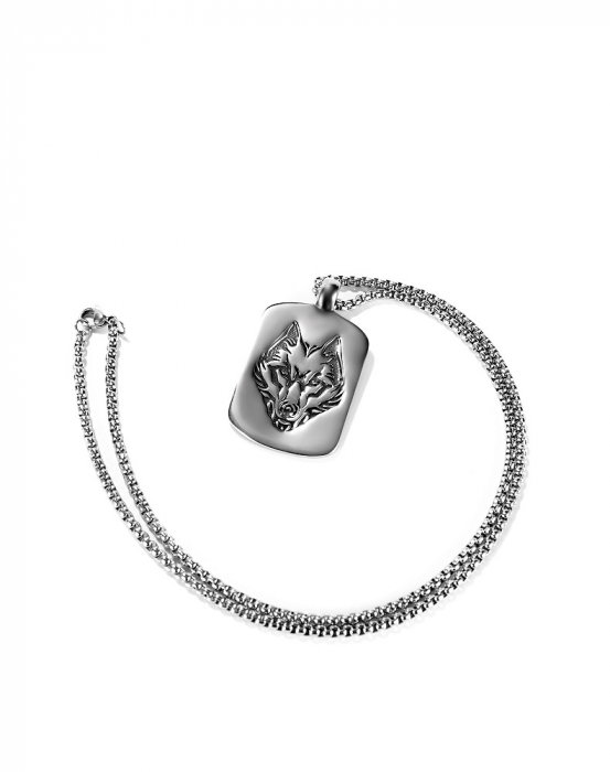 Colier inox placuta cu cap de lup [8]