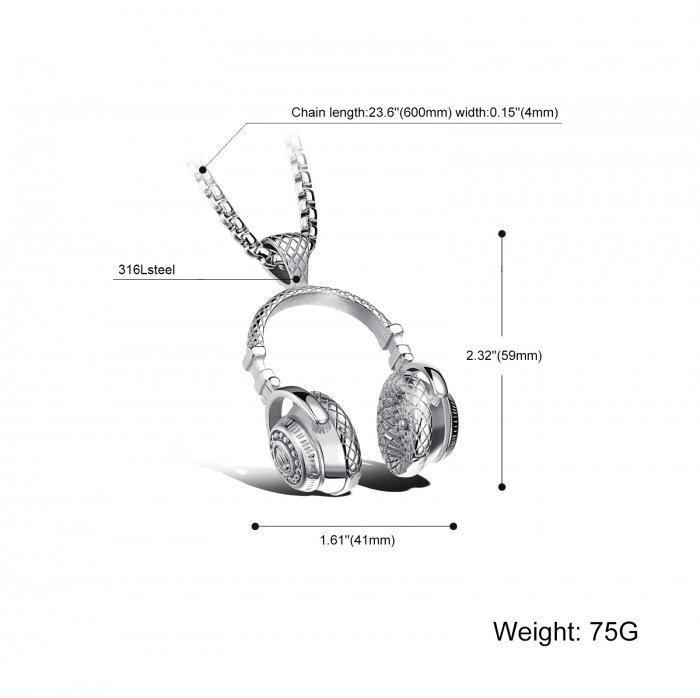 Colier inox casti audio 60 cm [4]