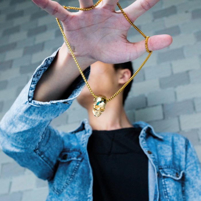 Colier inox craniu 55 cm [2]