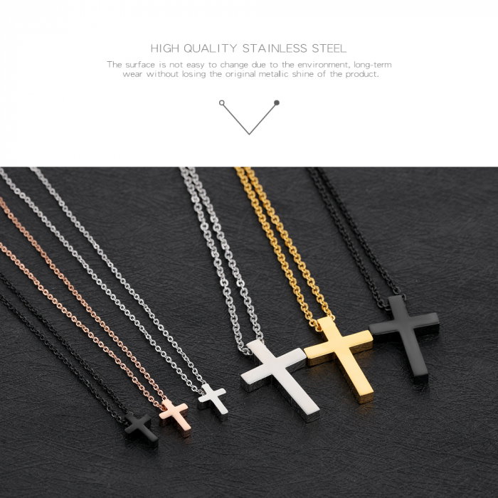 Colier inox negru cruce [4]