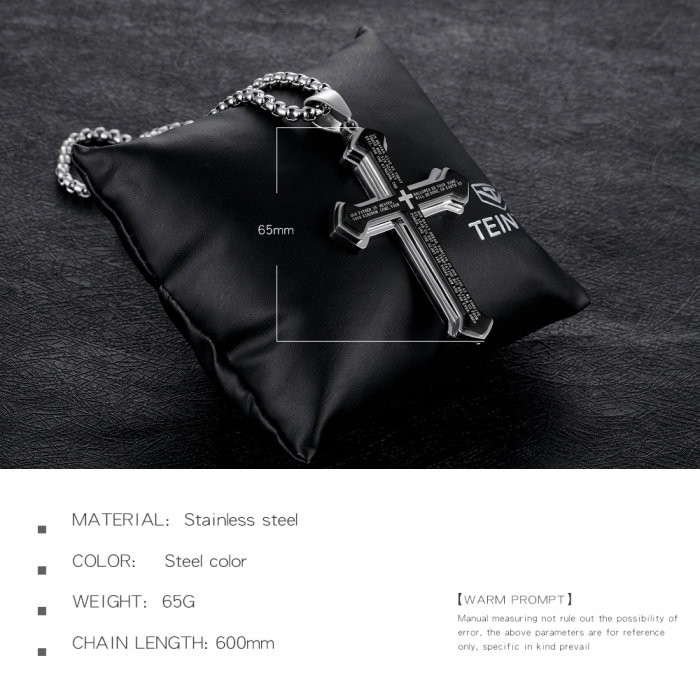 Colier inox cruce cu Tatal Nostru 55 cm [6]