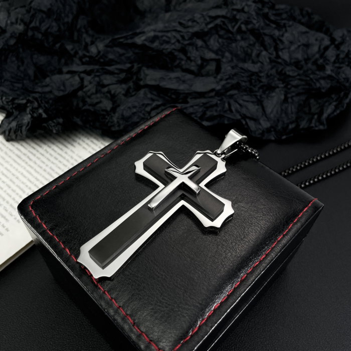 Colier inox Cruce Dublă – Simbol al Credinței și Puterii Interioare [3]