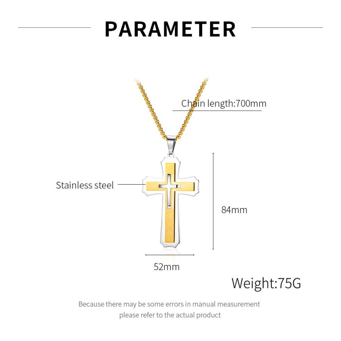 Colier inox Cruce Dublă – Simbol al Credinței și Puterii Interioare [6]