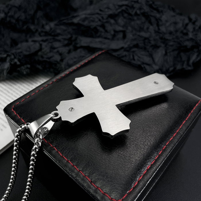 Colier inox Cruce Dublă – Simbol al Credinței și Puterii Interioare [5]