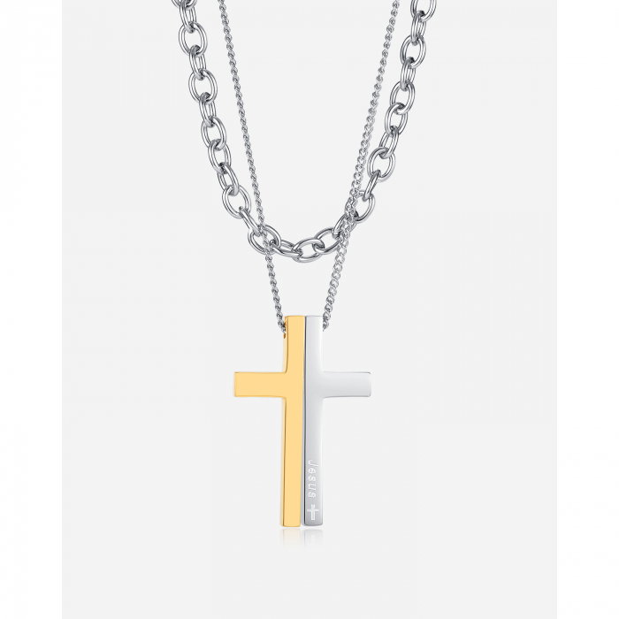 Colier inox cruce in 2 tonuri [7]