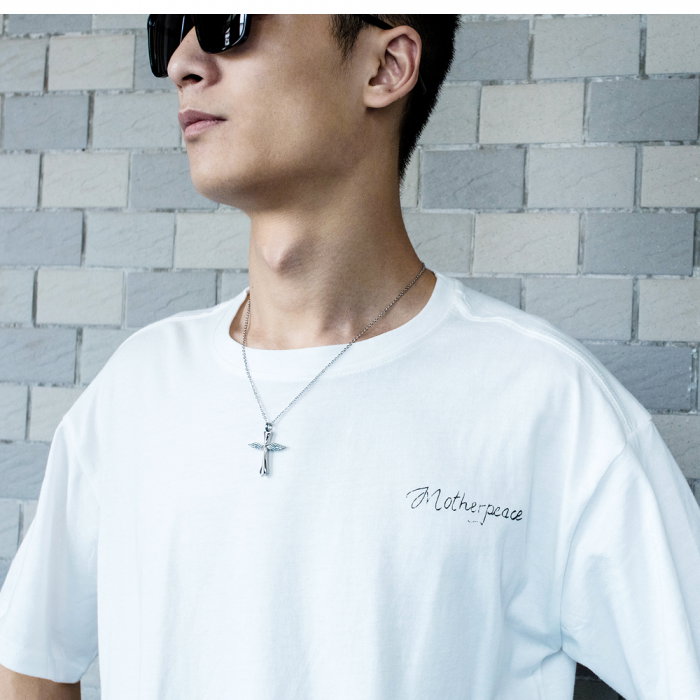 Colier inox cruce si aripi de inger [8]