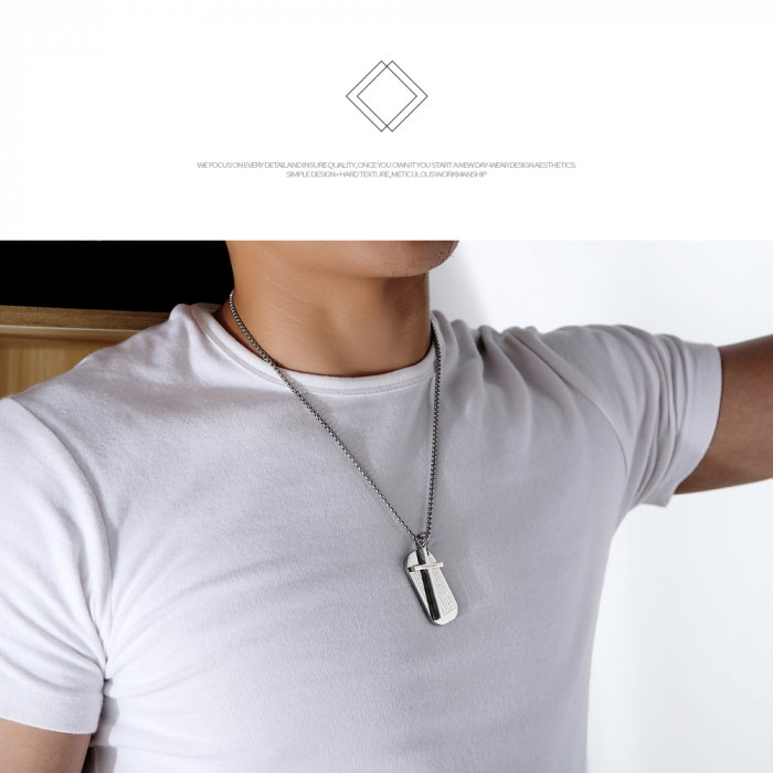 Colier inox cruce si placuta 55 cm [6]