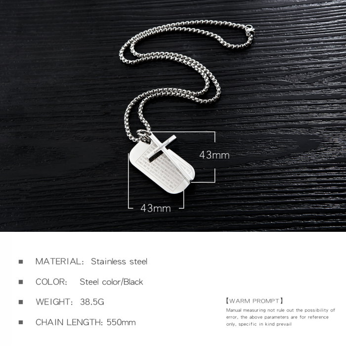 Colier inox cruce si placuta 55 cm [7]