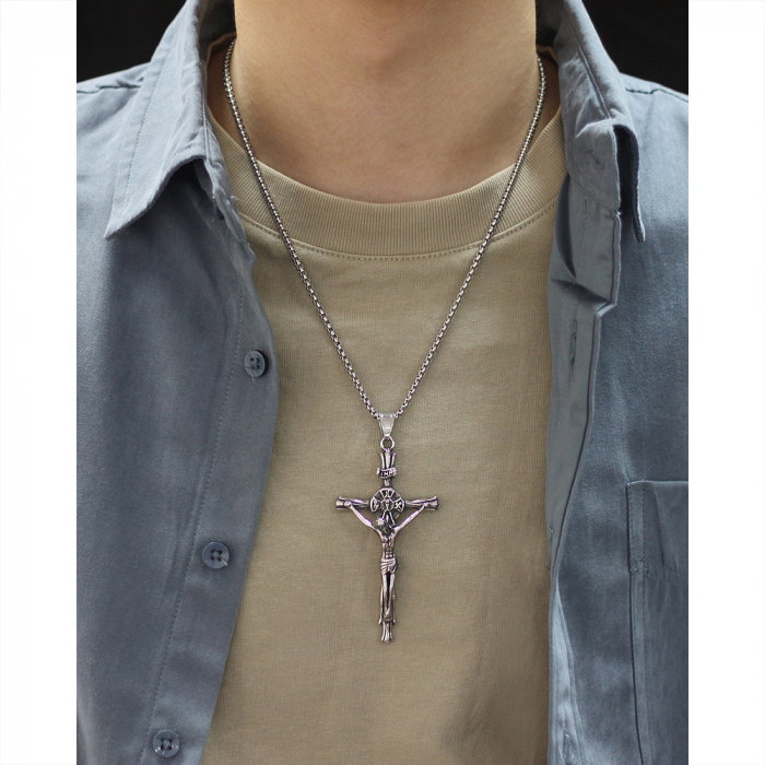 Colier inox crucifix 70 cm [3]